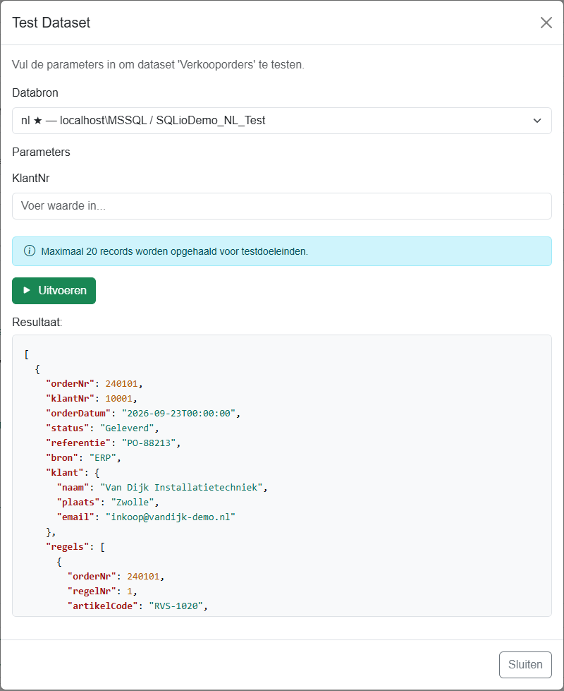 Dataset testen met echte data