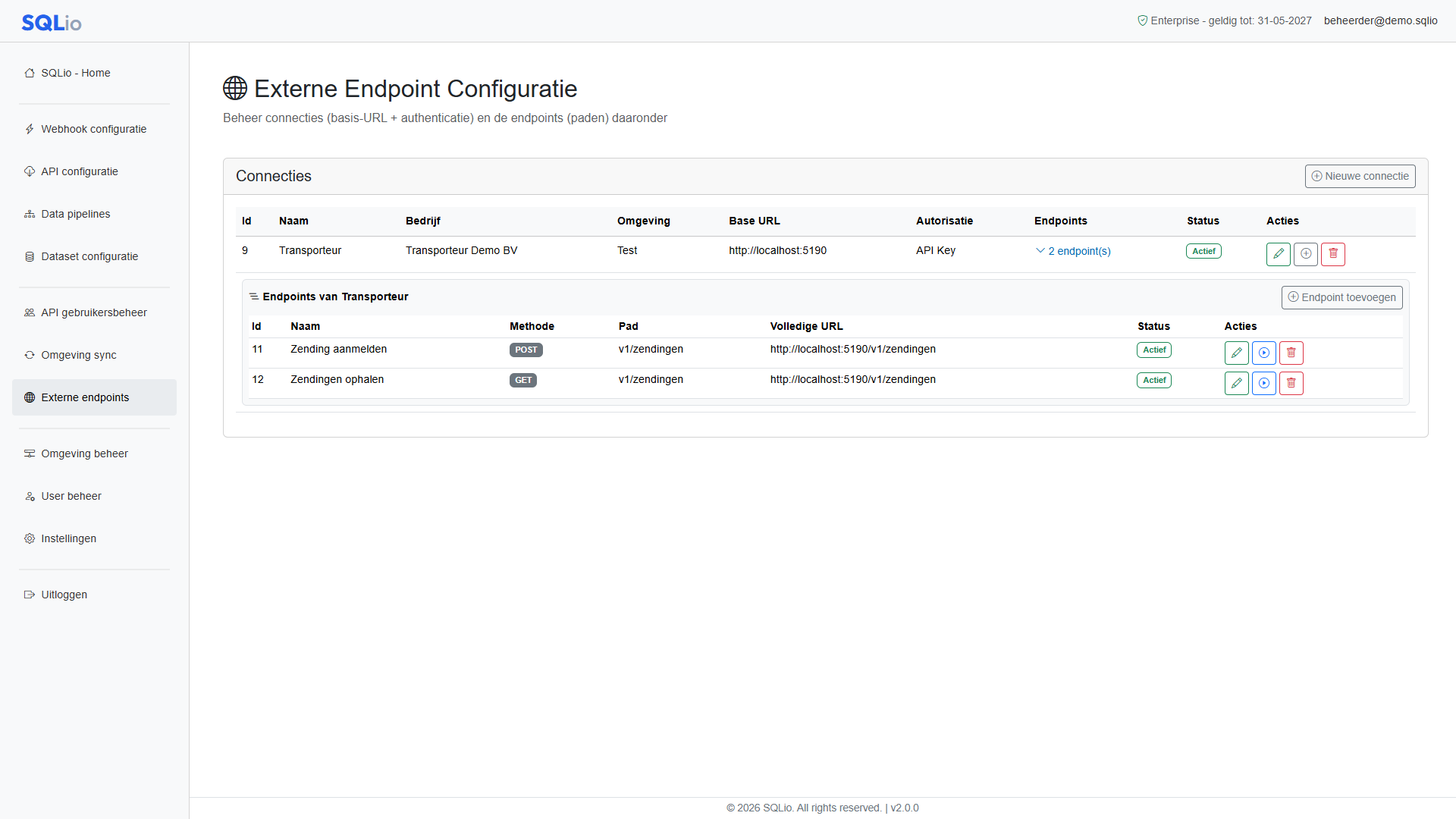 Connectie met endpoints