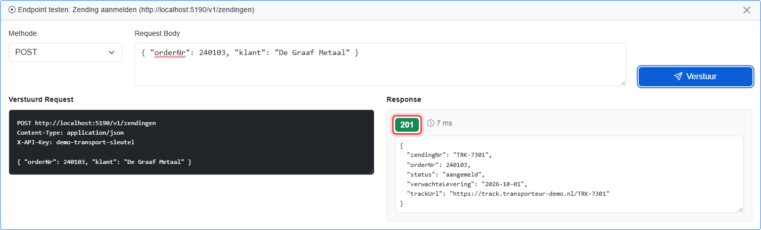 Een endpoint testen