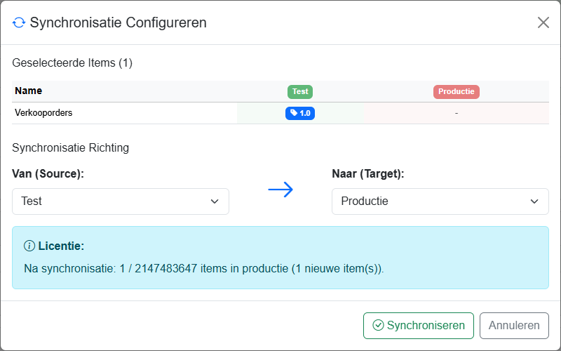 Een dataset synchroniseren
