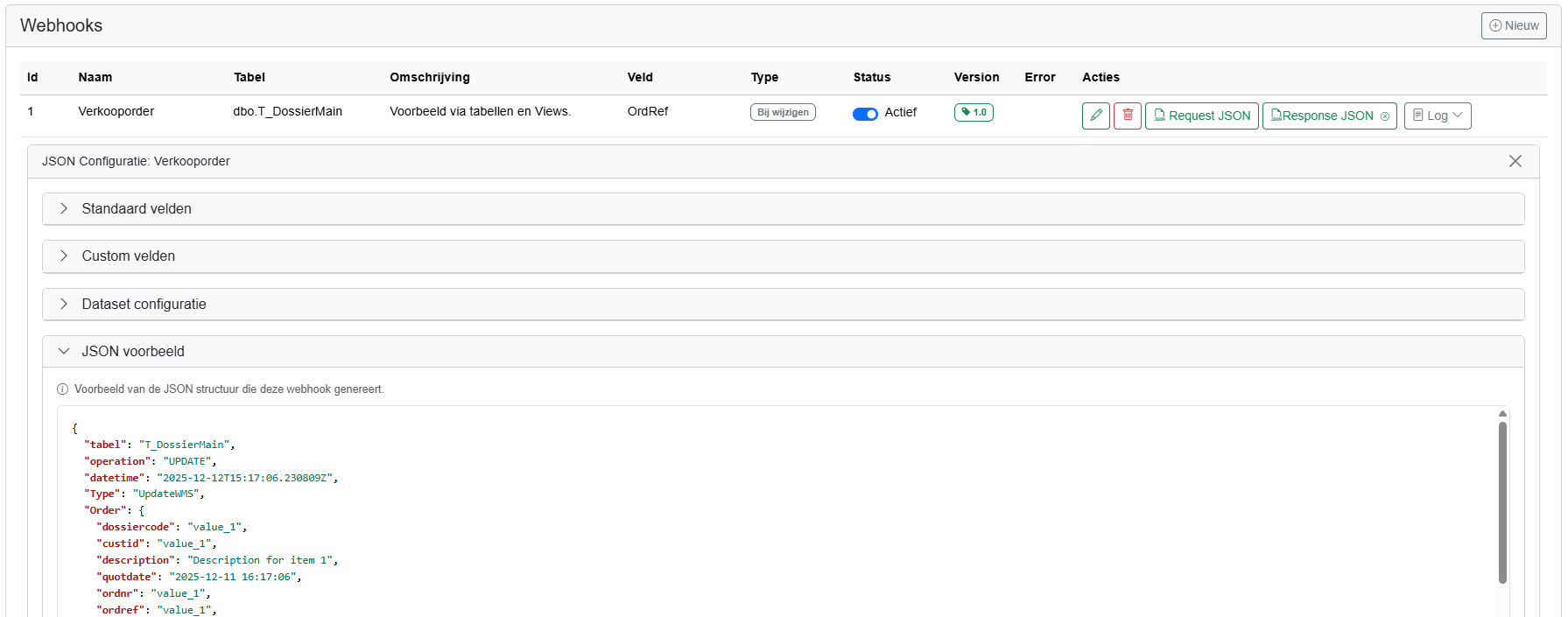 Webhook configuratie